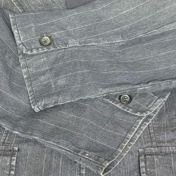 Larry Levine Women Blue Pinstripe Stretch Denim Blazer Jacket Size L RN103715 - Picture 5 of 7